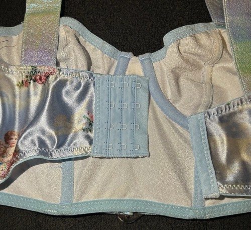 NWT Dolls Kill / Sugar Thrillz Marabou Brocade Flower Corset Top Size S - Picture 4 of 5