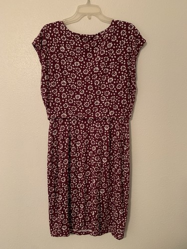 LOFT Maroon Floral Dress - Size M - Picture 2 of 5
