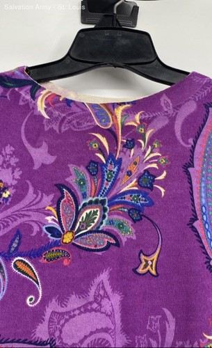 Talbots Womens Multicolor Merino Wool Paisley Long Sleeve Pullover Sweater Sz L - Picture 4 of 6