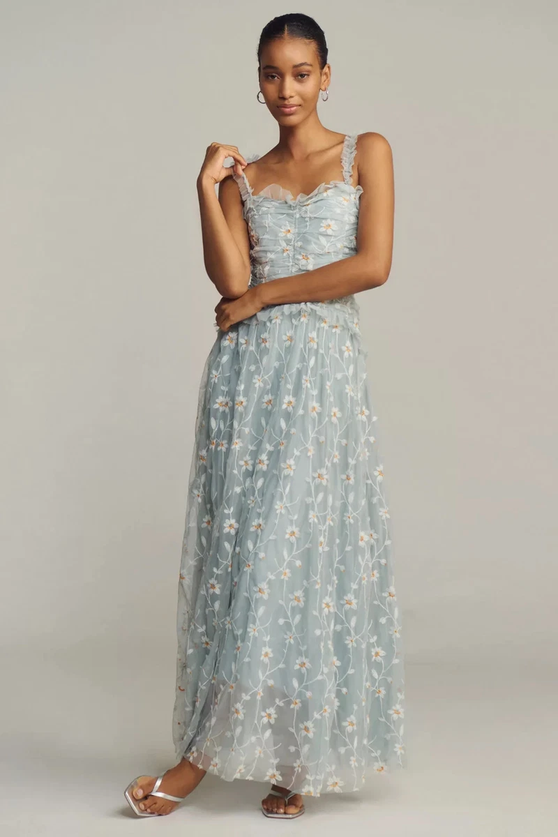 a line maxi dress for wedding guest Ankle Length Strapless A-Line Grey Wedding Guest Dress, Grey / M