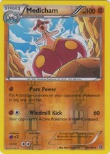 Heavily Played, English Pokemon Reverse Holo Medicham - 80/160 - Holo Rare - Rev