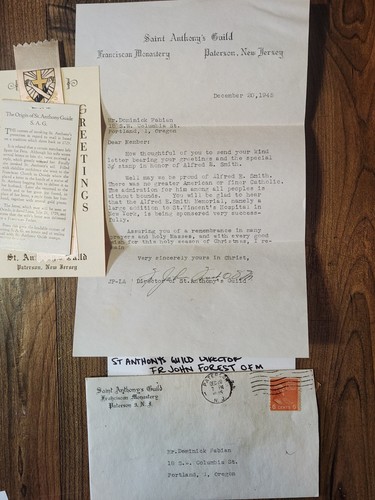 Saint Anthony's Guild Director FR John Forest OFM Ink Signed Typed Letter 1945 - Bild 4 von 4