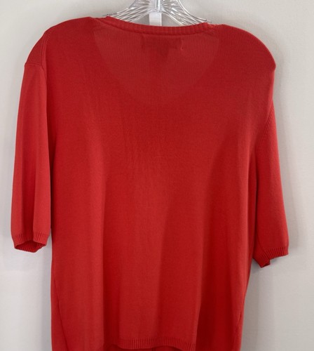 Josephine Chaus Coral Knit Cardigan XL Half Sleeve Beaded Button Sweater Top - Picture 2 of 10