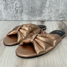 Marc Fisher Metallic Slide On Sandals Sz 8.5 Gold