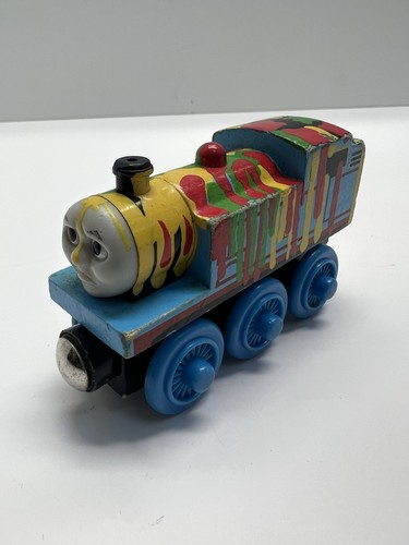 Authentic Learning Curve Wooden Thomas Train Paint Splattered Thomas - Picture 1 of 8