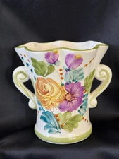 Hand painted Vintage Floral Ceramic Vase Made In Portugal for FTD
