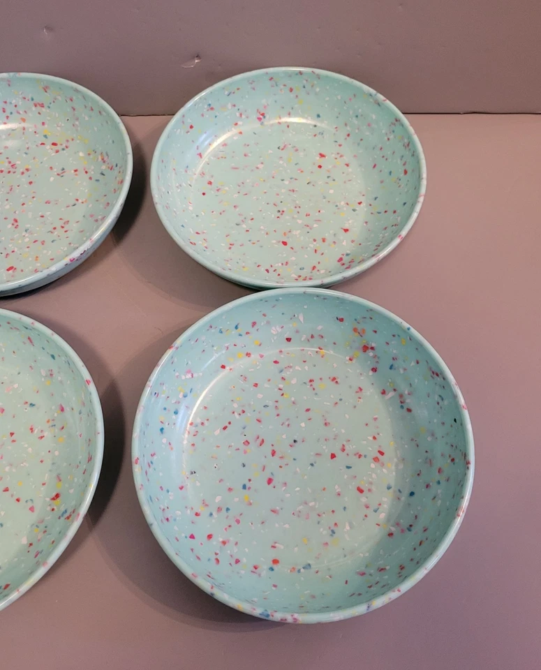 Juego de 4 ensaladeras de pasta melamina confeti turquesa Zak Designs Foto 3 de 4
