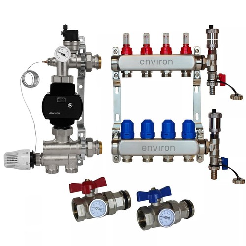 Heizkreisverteiler Premium Edelstahl Durchflußanzeiger Fußbodenheizung Set - Bild 1 von 23