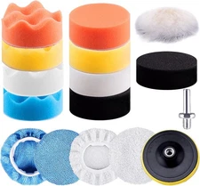 SIQUK 16 Pieces 3 Inch Buffing Pads 3 Inch, Orange,Yellow,White,Blue,Black 