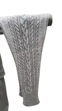 Cable Wrap Shawl Scarf 100% Merino Hand Knitted Gray Free Shipping