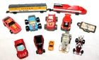 LOT OF 12 VINTAGE MICRO VEHICLES-TRAIN/CAR INSIDE OF CAR/KEY CHAIN TAG/MORE CARS