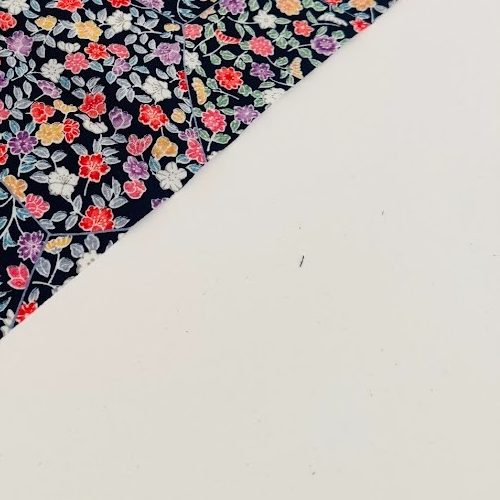 2 for 1 Offer 2 Matching Panels #2411737 Navy Floret Vintage Silk Kimono Fabrics - Picture 5 of 5