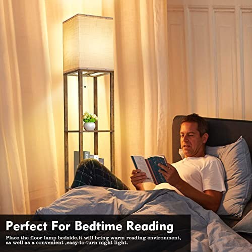 RUNTOP Floor Lamp with Shelves, Modern Shelf Lamp for Display Storage, 3 Color 