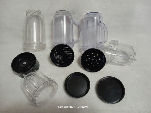 Magic Bullet MB1001 - Accessories Cups, Blender Blade, Parmesan Garlic Caps READ - Picture 7 of 18
