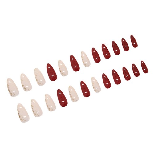 24pcs Almond Shape Press On Nail Short Length Glossy Stripes Designs Nail Decors - Picture 5 of 7