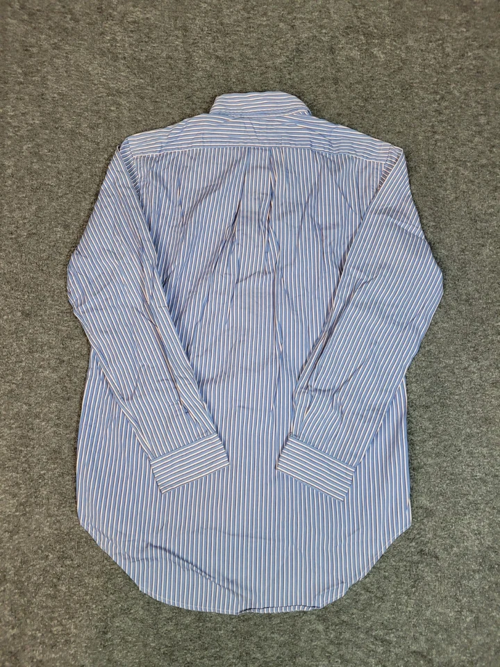 Camisa Polo Ralph Lauren Para Hombres De Colección Años 90 Abotonada Calce Clásico Talla M Azul Rayas Foto 2 de 4