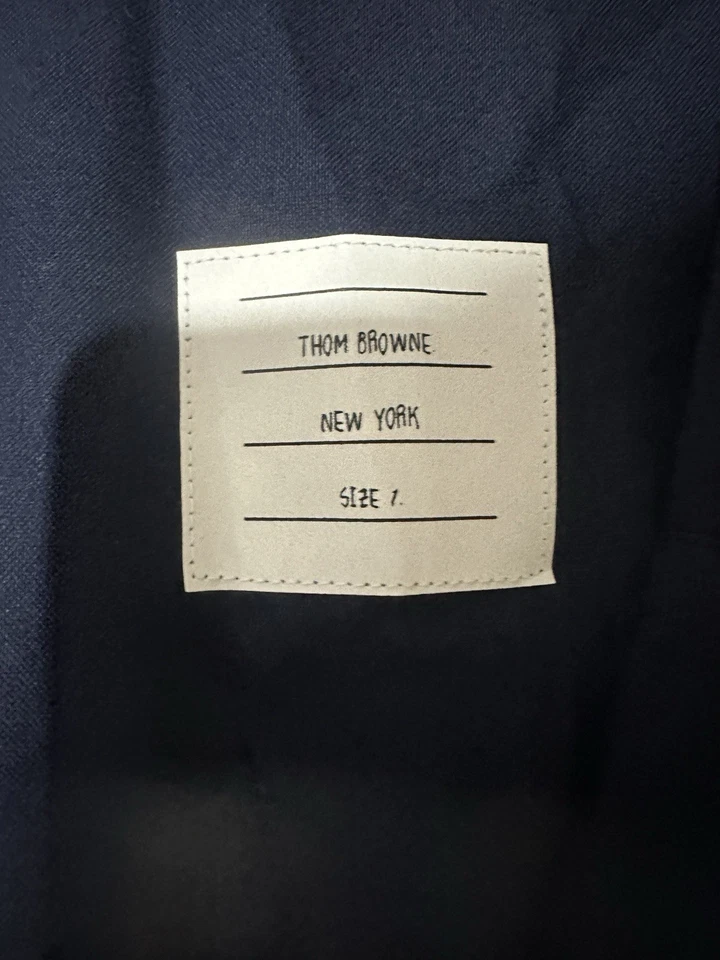 THOM BROWNE Men's Navy Stripe Armband Patch Button-Up Shirt Jacket SZ 1(S) - Image 2 of 4