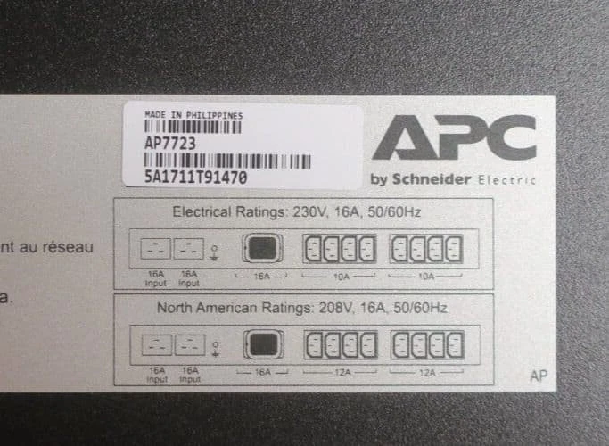 APC AP7723 Rack ATS Automatic Transfer Switch 2x C20 IN 8x C13 + 1x C19 OUT - Image 4 of 4