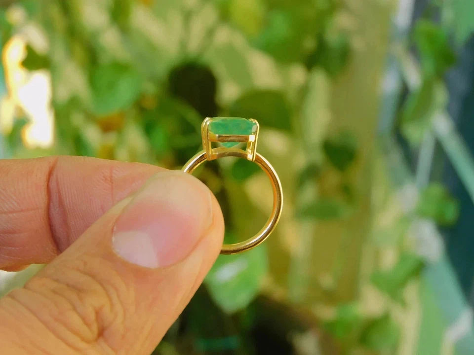 2.50 Ct Emerald Cut Natural Emerald & Diamond Anniversary Ring 14k Yellow Gold 7 - Image 4 of 4