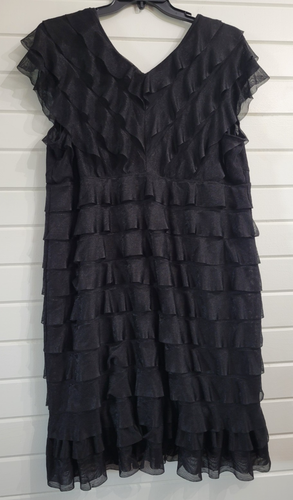 Women's Plus 22/24 Black Layered Lace Sleeveless Flapper Dress The Avenue - Picture 6 of 7