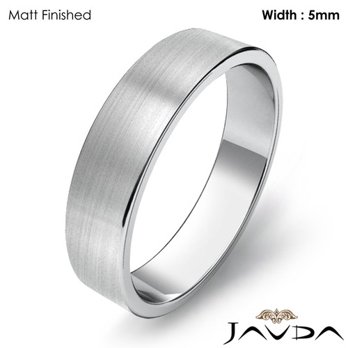 Flat Pipe Cut Ring 5mm Men Classic Plain Wedding Band Platinum 9gm Size 12-12.75 - Picture 2 of 4