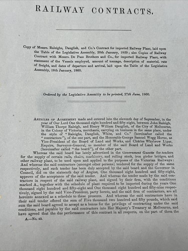 VINTAGE CONTRACT VICTORIA RAILWAY RAILWAYS 1859 DEBPASS BROTHERS PLANT TRAIN - Bild 3 von 12