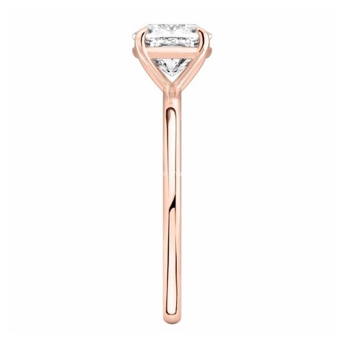 14K Solid Rose Gold Lab Grown Diamond Prong Boho Solitaire Independent Lady Ring - Picture 8 of 16