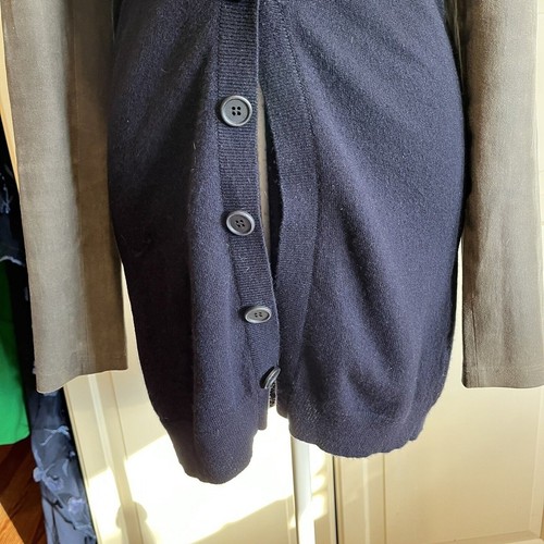 Brunello Cucunelli Sz M Women Cashmere Suede Long Cardigan Navy Gray Luxury - Picture 4 of 8