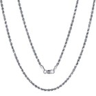 10K White Gold 2mm Diamond Cut Rope Chain Pendant Necklace Mens Women 16"- 30"