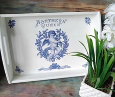 Hand Painted Serving  Wooden Tray Home DEcor  Angel Gift for Her, Mom