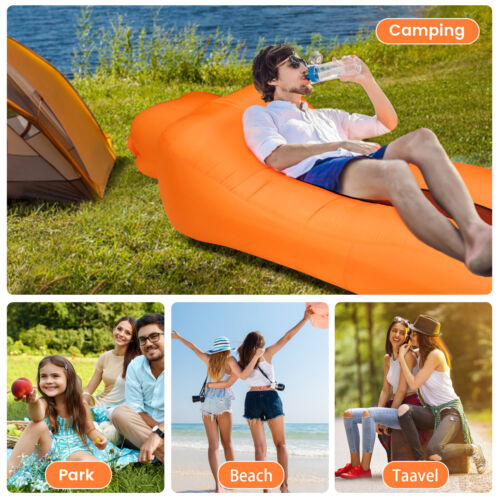Inflatable Lounger Air Sofa Chair Portable Camping Chairs Waterproof Beach Bed - Picture 39 of 63