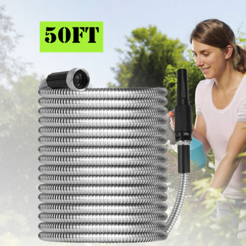 304 Stainless Steel Garden Water Hose Pipe 25/50/75/100FT Flexible Lightweight - Picture 23 of 41