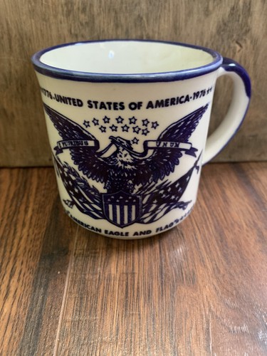Vintage Bicentennial Celebration Souvenir Coffee Mug American Eagle and Flag