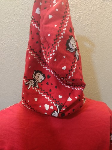 Betty Boop roter Hoodie mit Frontreißverschluss und langen schwarzen Ärmeln XXL 19 Junioren - Bild 4 von 6