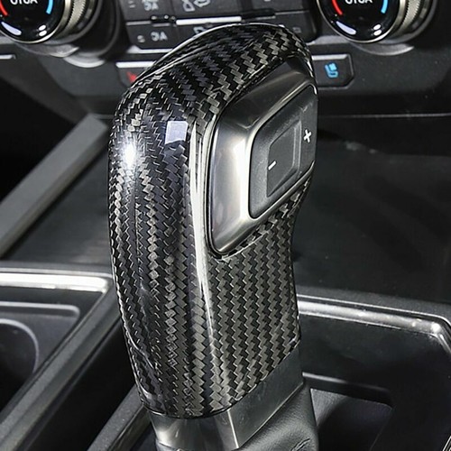 Cubierta de perno de cambio de engranaje de fibra de carbono real borde decorativo para Ford F150 Raptor 2019-2020 - Imagen 7 de 8