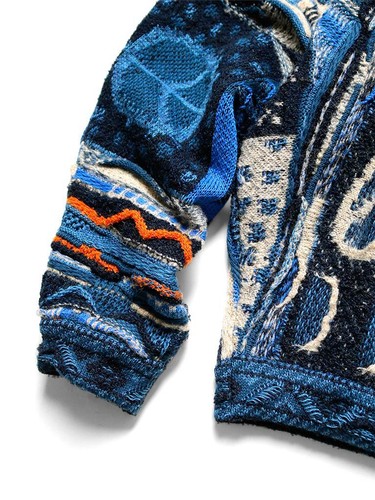 KAPITAL 7G BORO Gaudy Pullover Strick brandneu marineblau Made in Japan - Bild 5 von 10