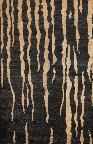 Black/ Beige Abstract Moroccan Oriental Area Rug 7'x10' Hand-knotted Modern Rug - Picture 1 of 12