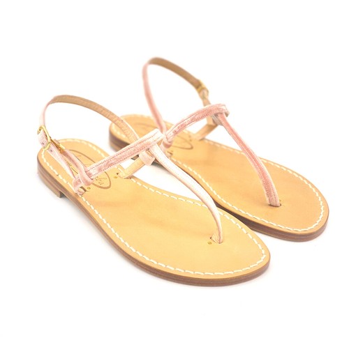 Sandali Artigianali da donna bassi infradito in cuoio velluto capri capresi rosa - Picture 4 of 9