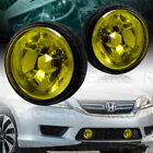 3.5" Round Chrome Housing Yellow Lens Fog Driving Lights Lamps+Switch Universal