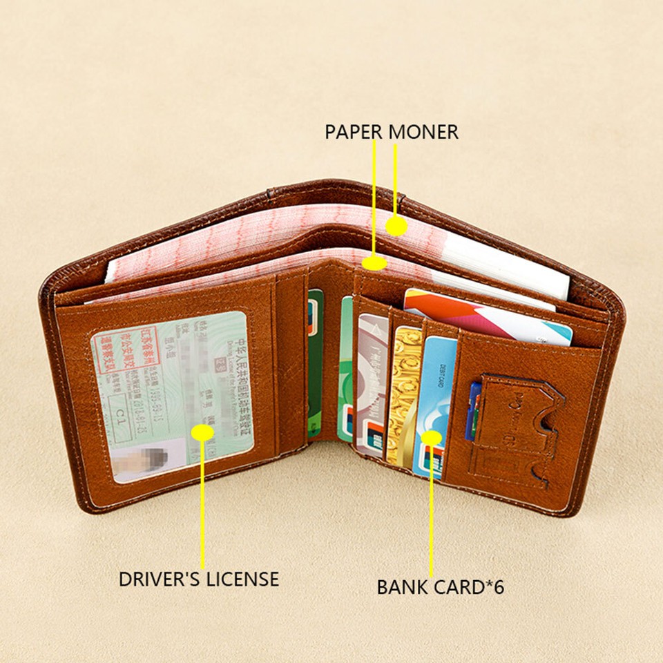Cowhide Leather Men Wallet RFID Multifunction Credit Card Holder Best