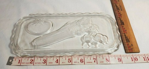 VTG Federal Glass Refrigerator Lid ONLY Embossed Tomato Celery Radish Scalloped - Picture 4 of 12