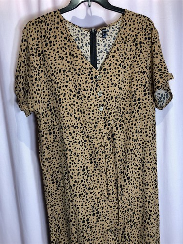Neu ohne Etikett Shein XXL 1X? Jumpsuit Hose braun schwarz Animal Print Reißverschluss Y18 - Bild 2 von 12