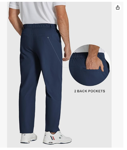 COOFANDY Men's Casual Pants Large Classic Fit Lightweight Elastic Waist Navy Blu - Picture 2 of 7