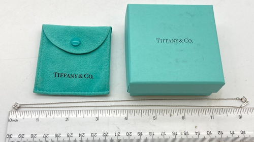 Tiffany & Co. Bezel Set Diamond Necklace 16" Platinum 950 3.0g - Picture 3 of 18