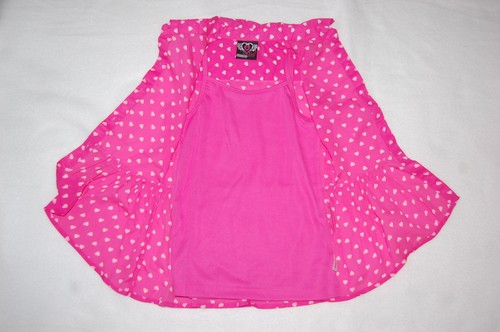 Girls Cami & PINK HEARTS SHEER OVERSHIRT Button Down RUFFLED WAIST Dressy XS 4-5 - Picture 2 of 2