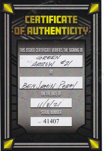 Green Arrow #21 Signed Benjamin Percy DC Comics 2017 W/ COA DC UNIVERSE REBIRTH - Picture 3 of 3