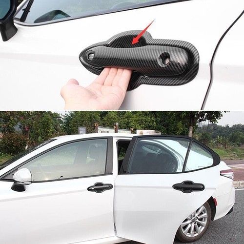 Chrome/ABS Carbon For Toyota Camry 2017-21 Smart Door Handle Cover Trim Sticker - Picture 9 of 20