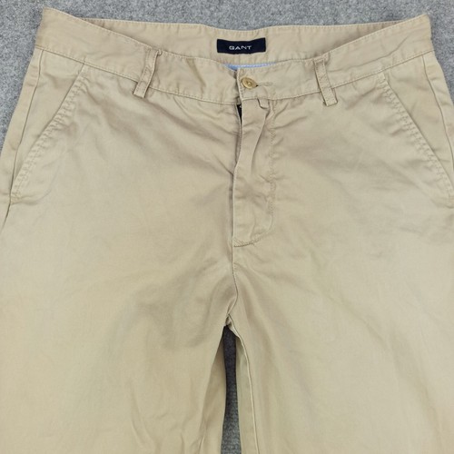 GANT Uomo Pantaloni W31 L32 (Etichetta: W32 L34) Cotone Beige Regolare Dritto