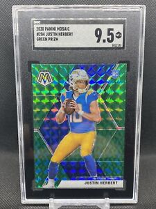 2020 Panini Mosaic #204 Justin Herbert Green Prizm RC SGC 9.5 LA Chargers
