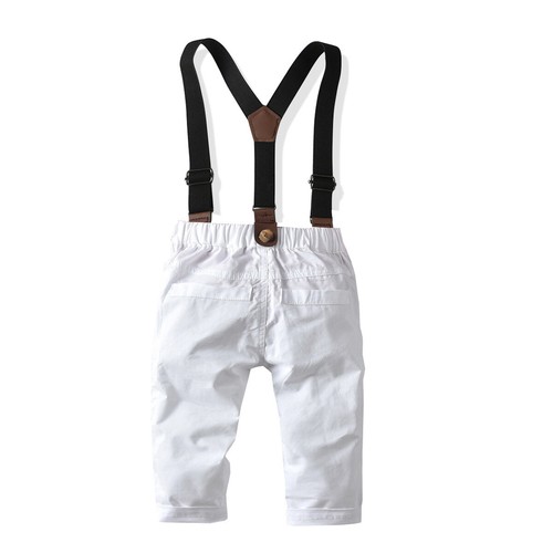 Baby Boy Formal Party Wedding Boys Outfits Bow Shirt+Straps Pants Clothes Sets - Picture 10 of 12